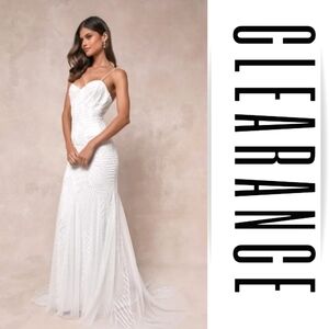 Lulus Radiant Presence White Sleeveless Backless Sequin Dress Gown